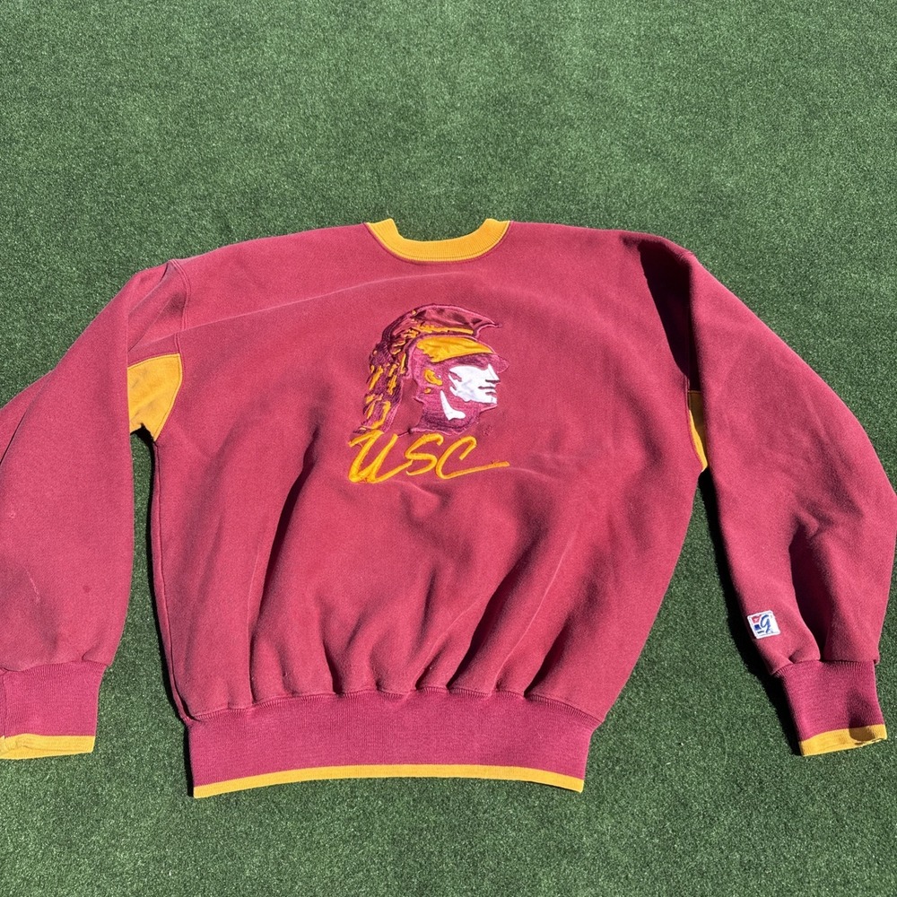 Vintage USC Trojans Sweater M Maroon Crew Pullover Alumni 80s Y2K VTG USA